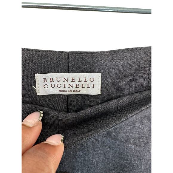 Brunello Cucinelli Gray Work Wool Blend Straight Leg Dress Trouser Pant Size 4 - Picture 2 of 13